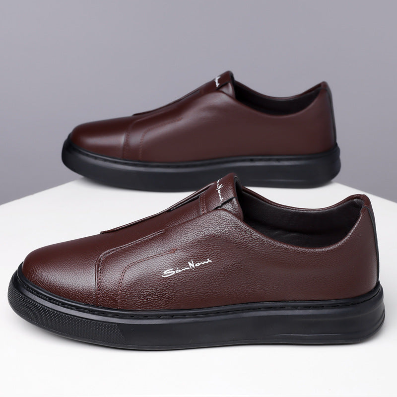 Men's - Slip-On Sneakers - Leather - Casual Canvas Comfort - Stylish Footwear
