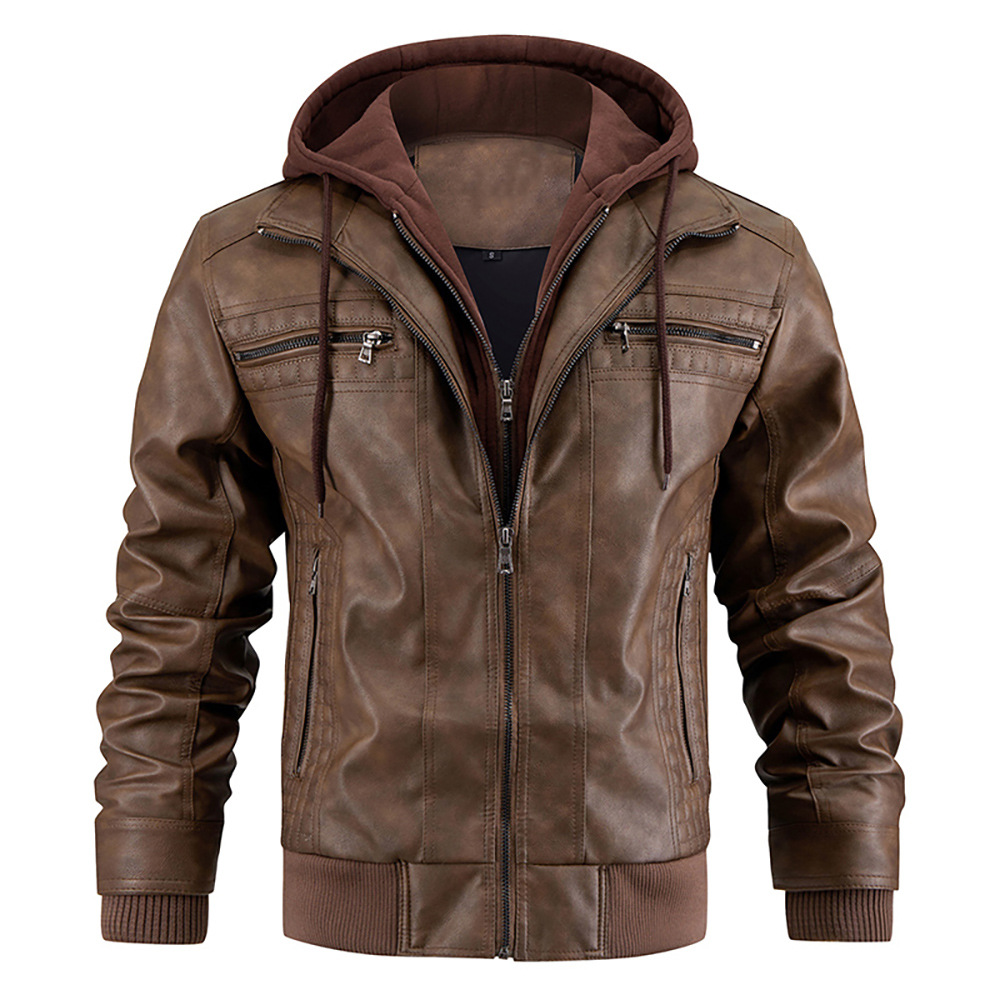 Men's - Biker Jacket with Hood - Classic Style - Stylish & Comfortable Outerwear