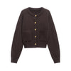 Women's - Round Neck Cardigan Top with Button Details - Stylish and Comfortable Layering Essential