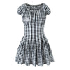 Women's - Black and White Chequered Short Sleeve Dress - Stylish and Comfortable - Perfect for Casual Outings
