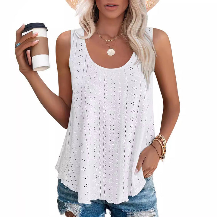 Women's - Loose Sleeveless Tank Top - Round Neckline - Comfortable and Stylish Everyday Wear