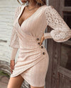 Women's - Classic V-neck Long Sleeve Bodycon Dress - Soft Fabric - Elegant Fashion Essential for Every Occasion