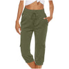 Comfortable straight trousers with elasticated waist and drawstring