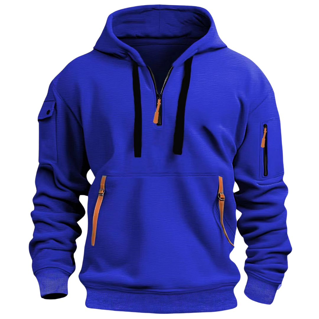 Men's - Casual Hoodie - Long Sleeve Pullover - Multi Pockets - Stylish and Practical for Everyday Wear