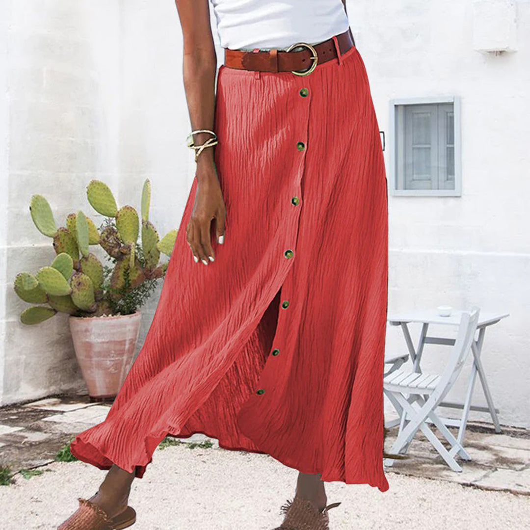 Maxi skirt with button placket