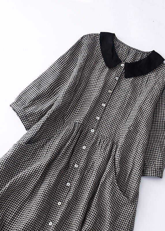 Black chequered Peter Pan collar dress