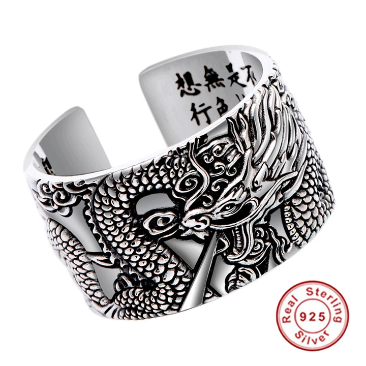 Dragon Sutra Silver Ring