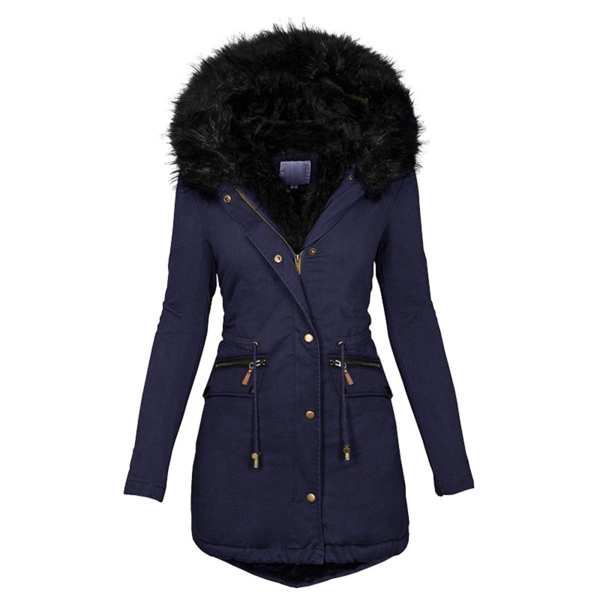 Women's - Parka Coat - Long Design with Faux Fur Hood & Cosy Lining