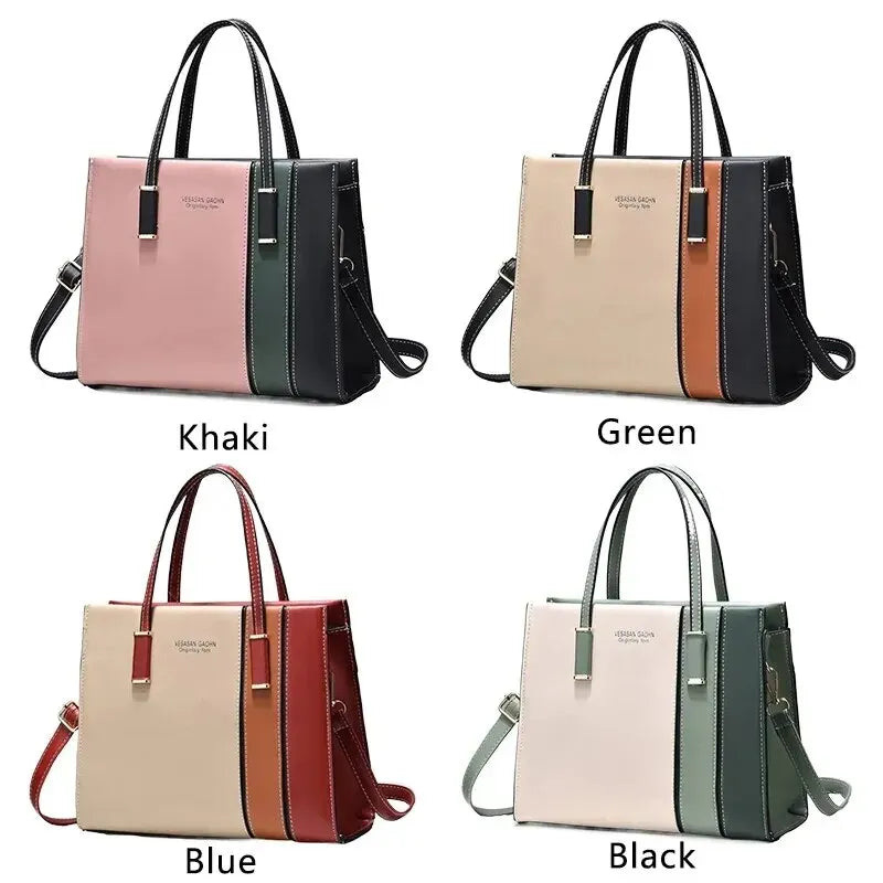 Patchwork handbag for women with adjustable strap