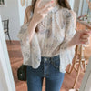 Chiffon blouse with off-the-shoulder design