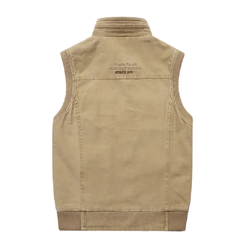 Men's multi-pocket vintage waistcoat