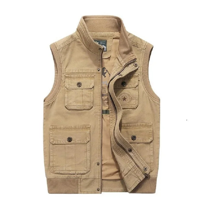 Men's multi-pocket vintage waistcoat