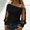 Oversized long-sleeved T-shirt with lace and mesh