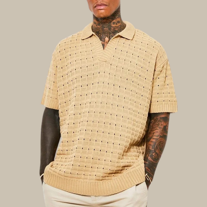 Oversized knitted polo for men