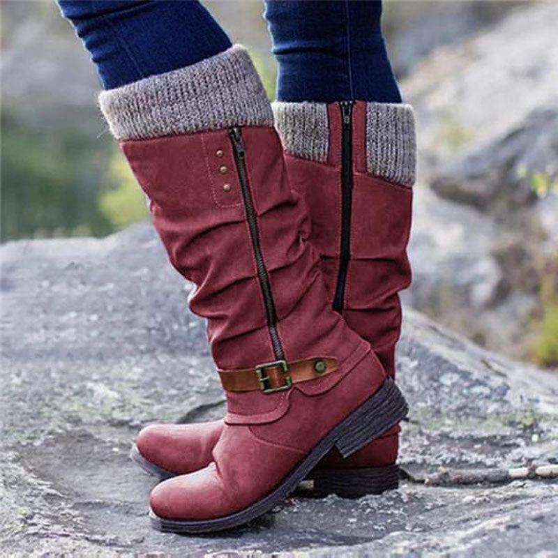 Women's - Comfortable Foot-Supportive Boots - Stylish Flat Heel Design for All-Day Wear