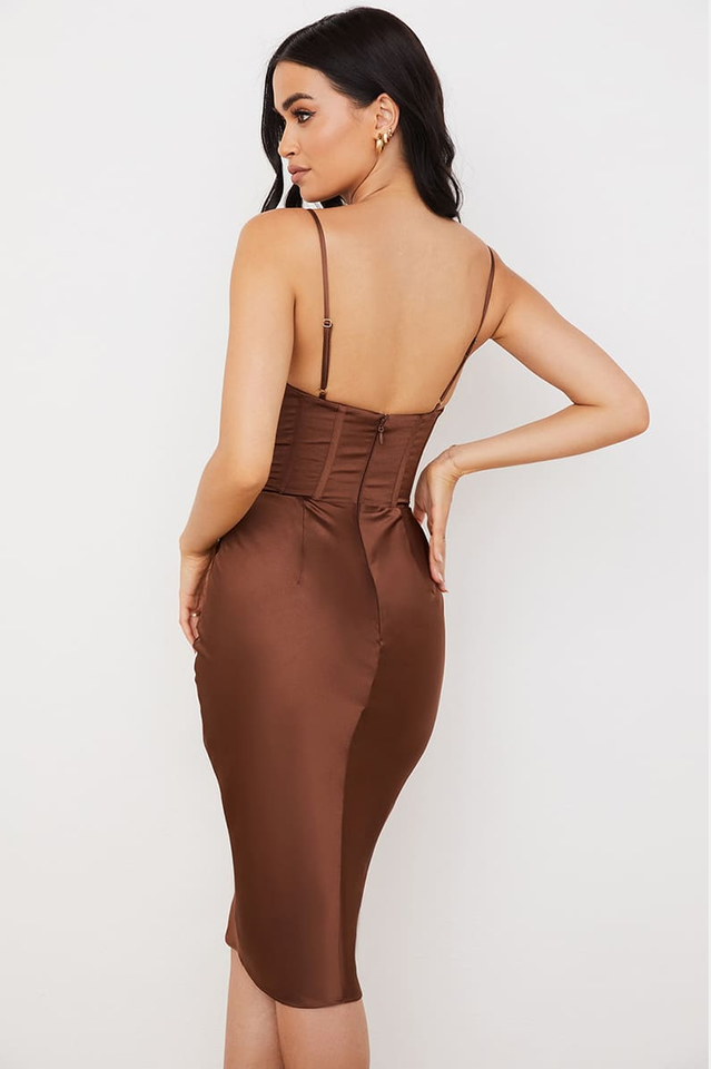 Absolute Elegance Satin Corset Midi Dress