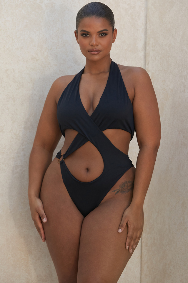 Crossover Halter One Piece Swimsuit