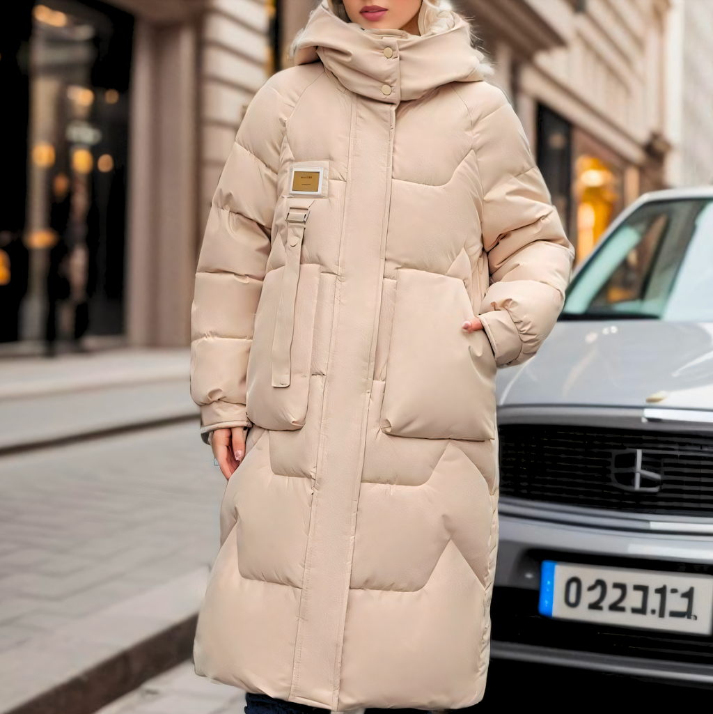 Women's - Long Puffy Winter Coat - Warm & Stylish