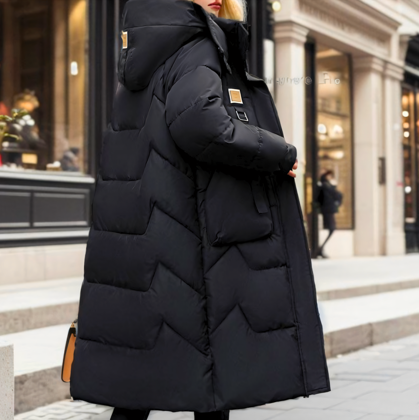 Women's - Long Puffy Winter Coat - Warm & Stylish