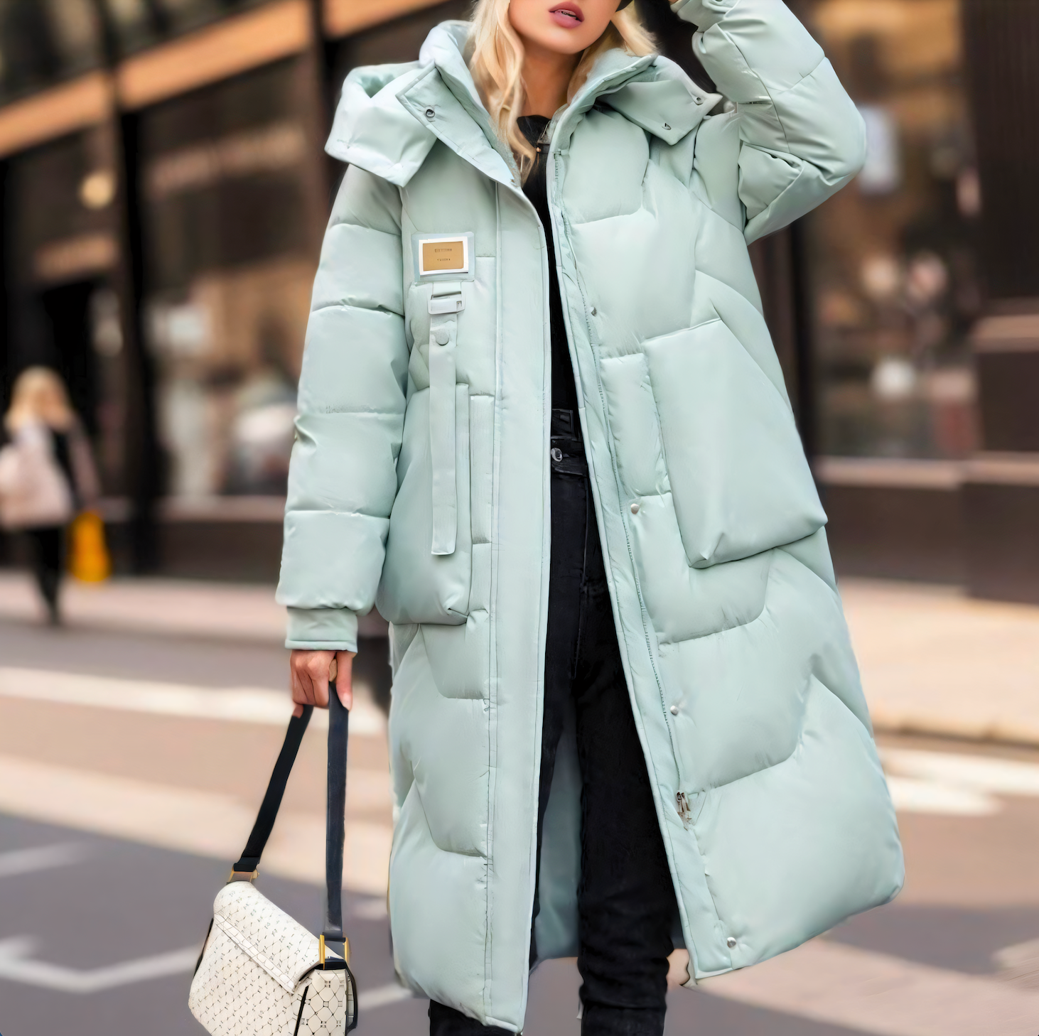 Women's - Long Puffy Winter Coat - Warm & Stylish