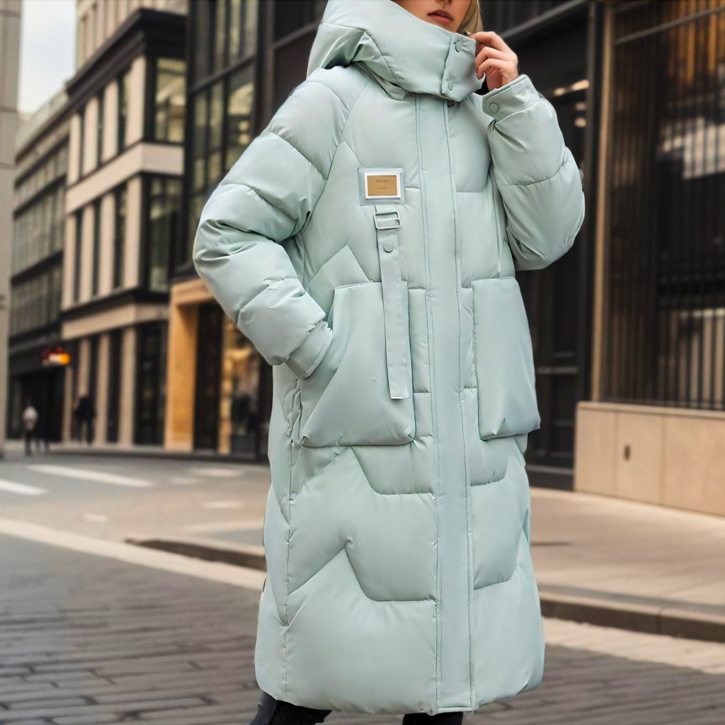 Women's - Long Puffy Winter Coat - Warm & Stylish
