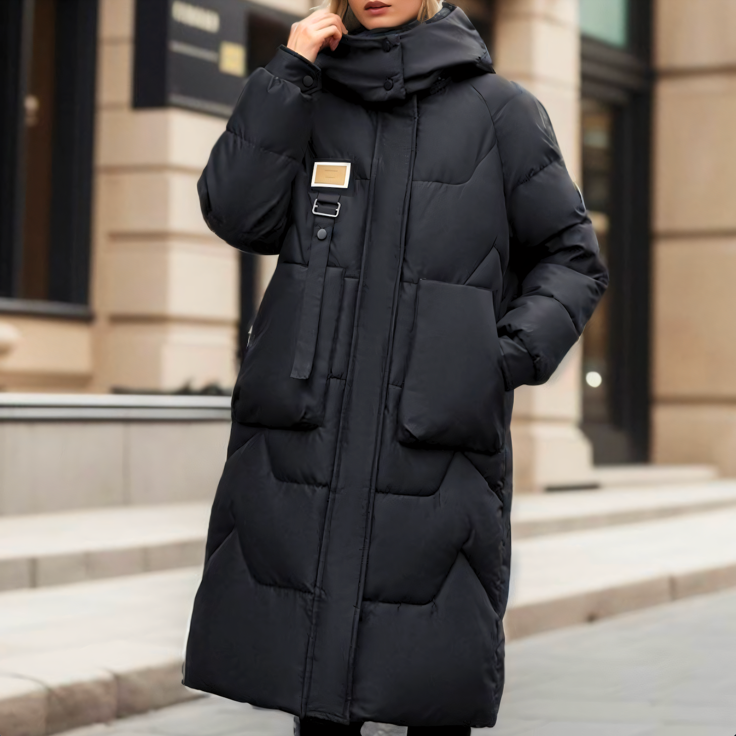 Women's - Long Puffy Winter Coat - Warm & Stylish