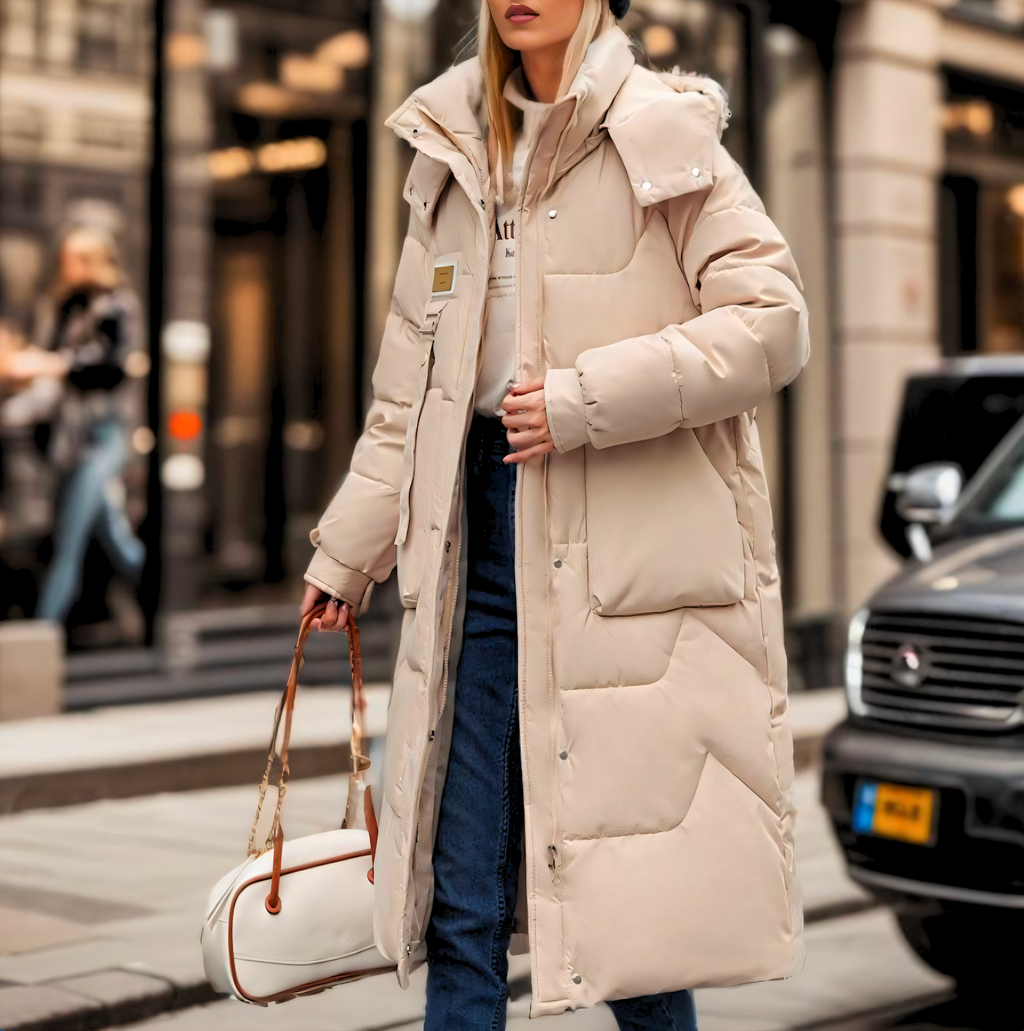 Women's - Long Puffy Winter Coat - Warm & Stylish