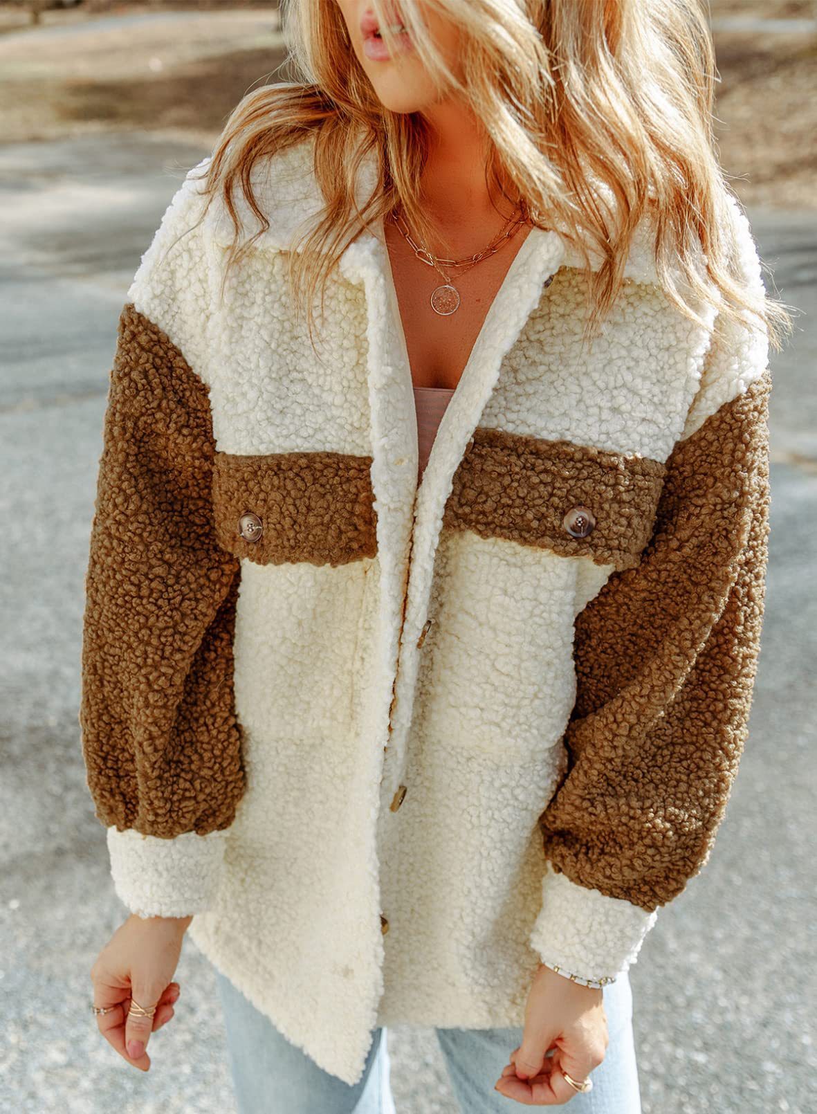 Women's - Colourblock Winter Jacket - Wool Blend
