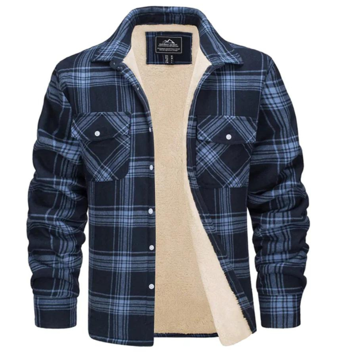 Men's - Sherpa-Lined Flannel Shirt Jacket - Durable Fabric