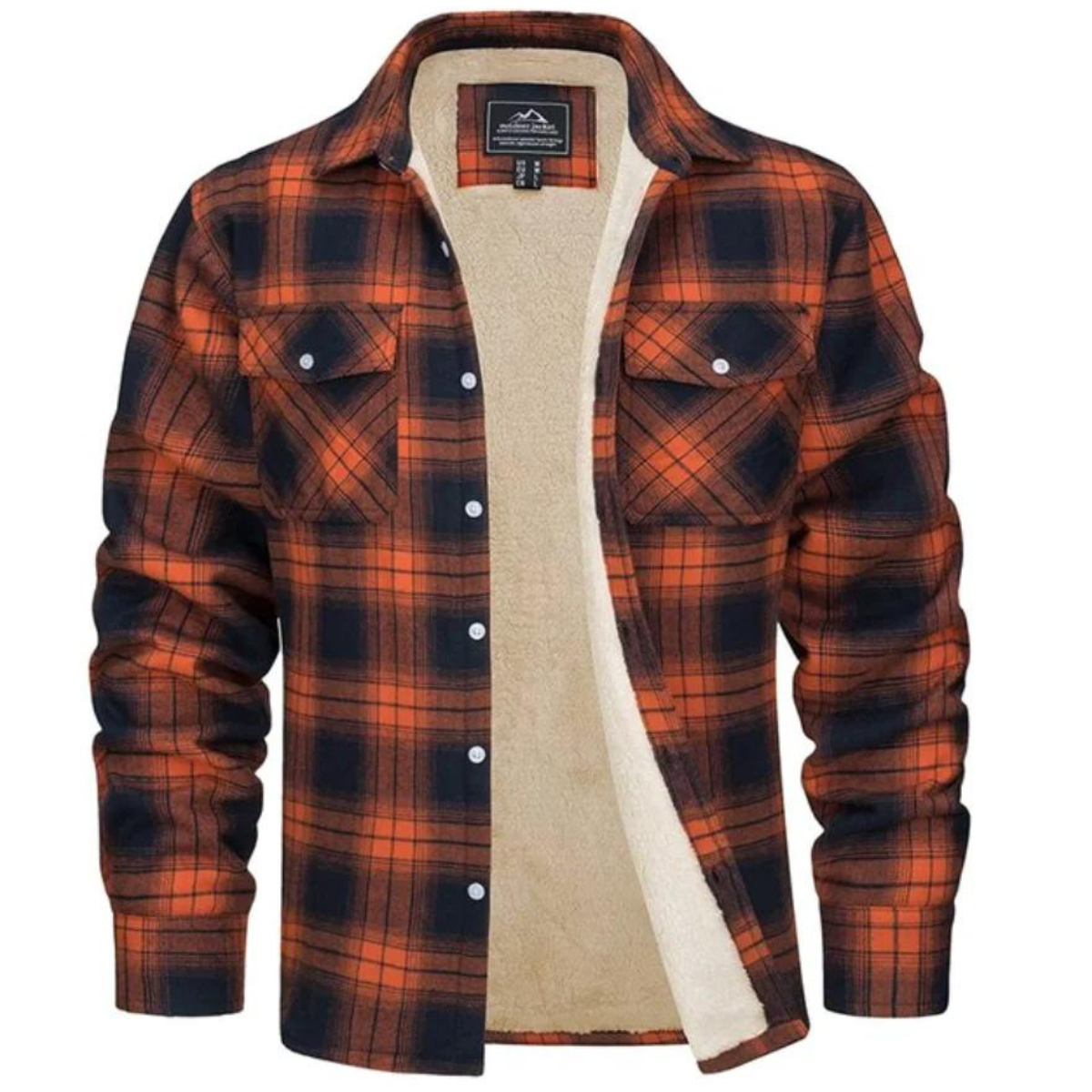 Men's - Sherpa-Lined Flannel Shirt Jacket - Durable Fabric