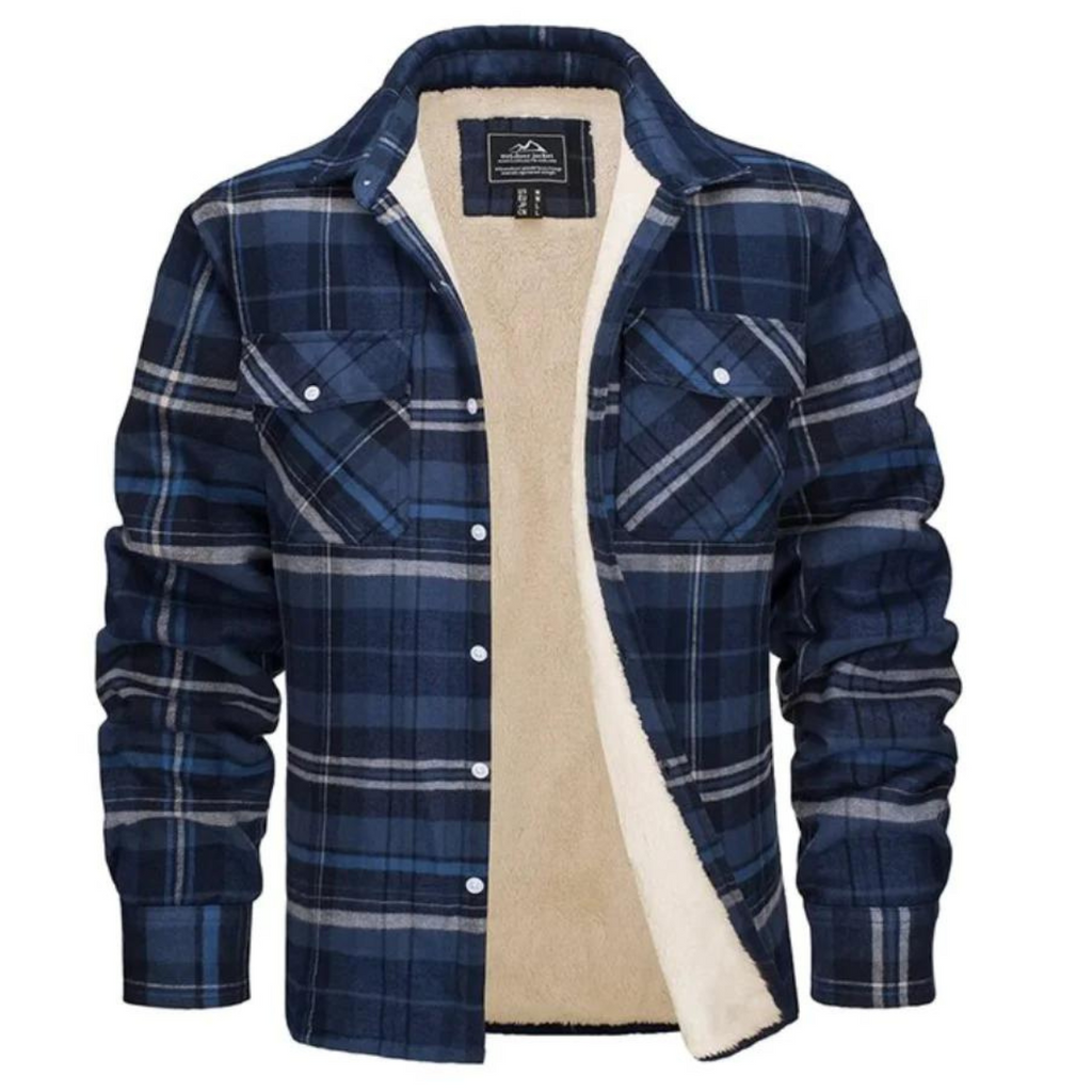 Men's - Sherpa-Lined Flannel Shirt Jacket - Durable Fabric
