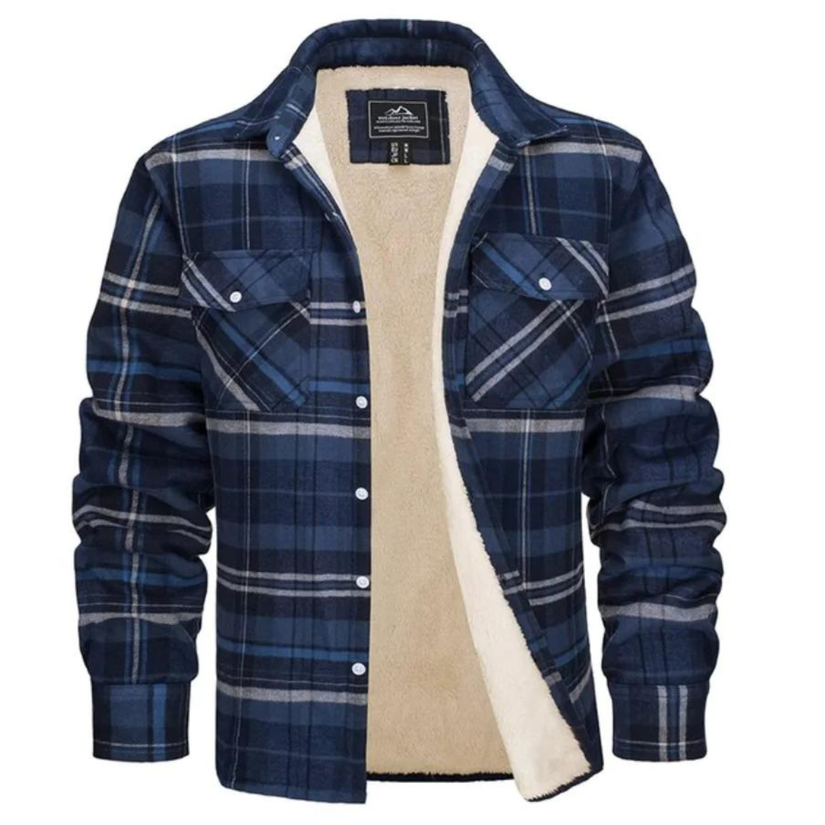 Men's - Sherpa-Lined Flannel Shirt Jacket - Durable Fabric