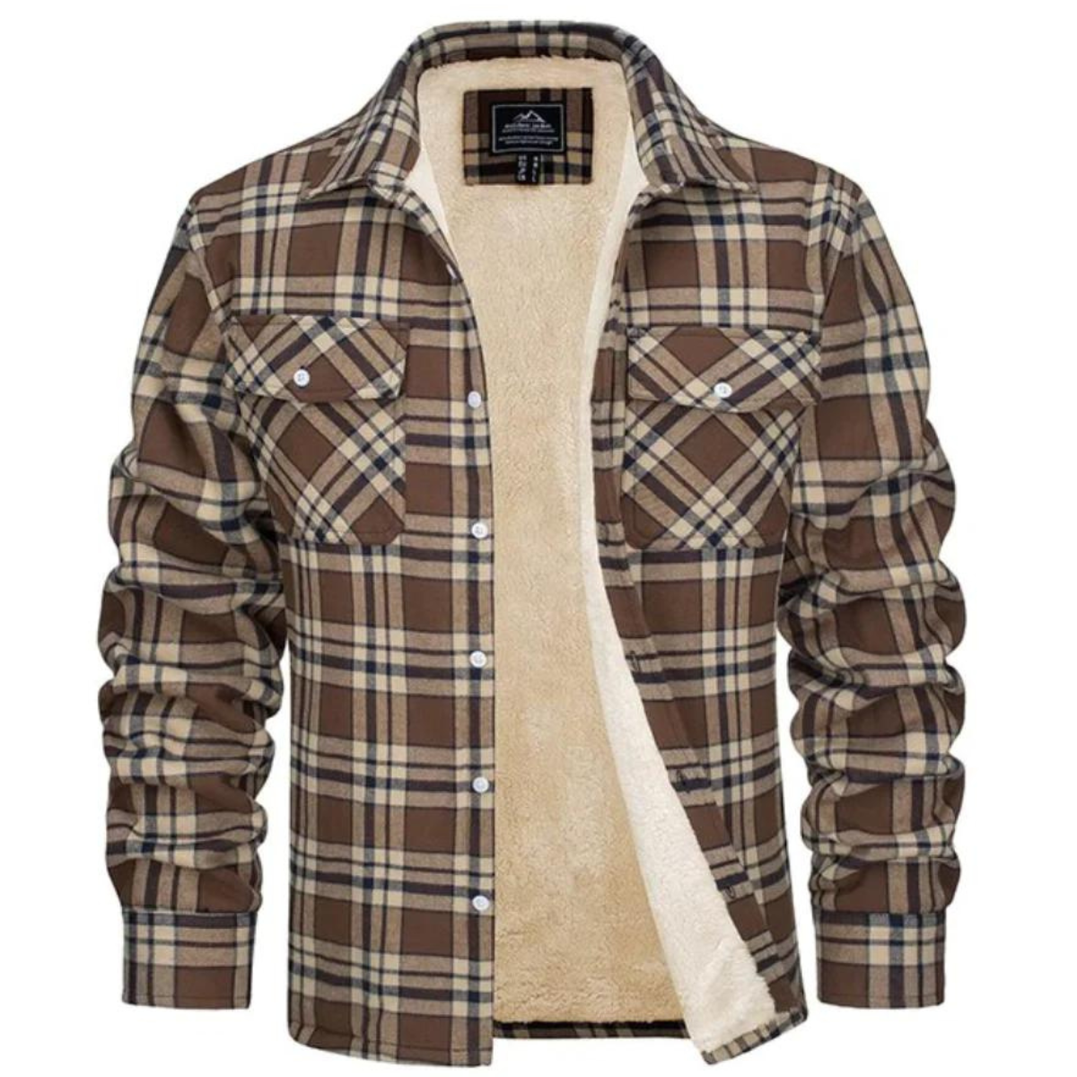 Men's - Sherpa-Lined Flannel Shirt Jacket - Durable Fabric