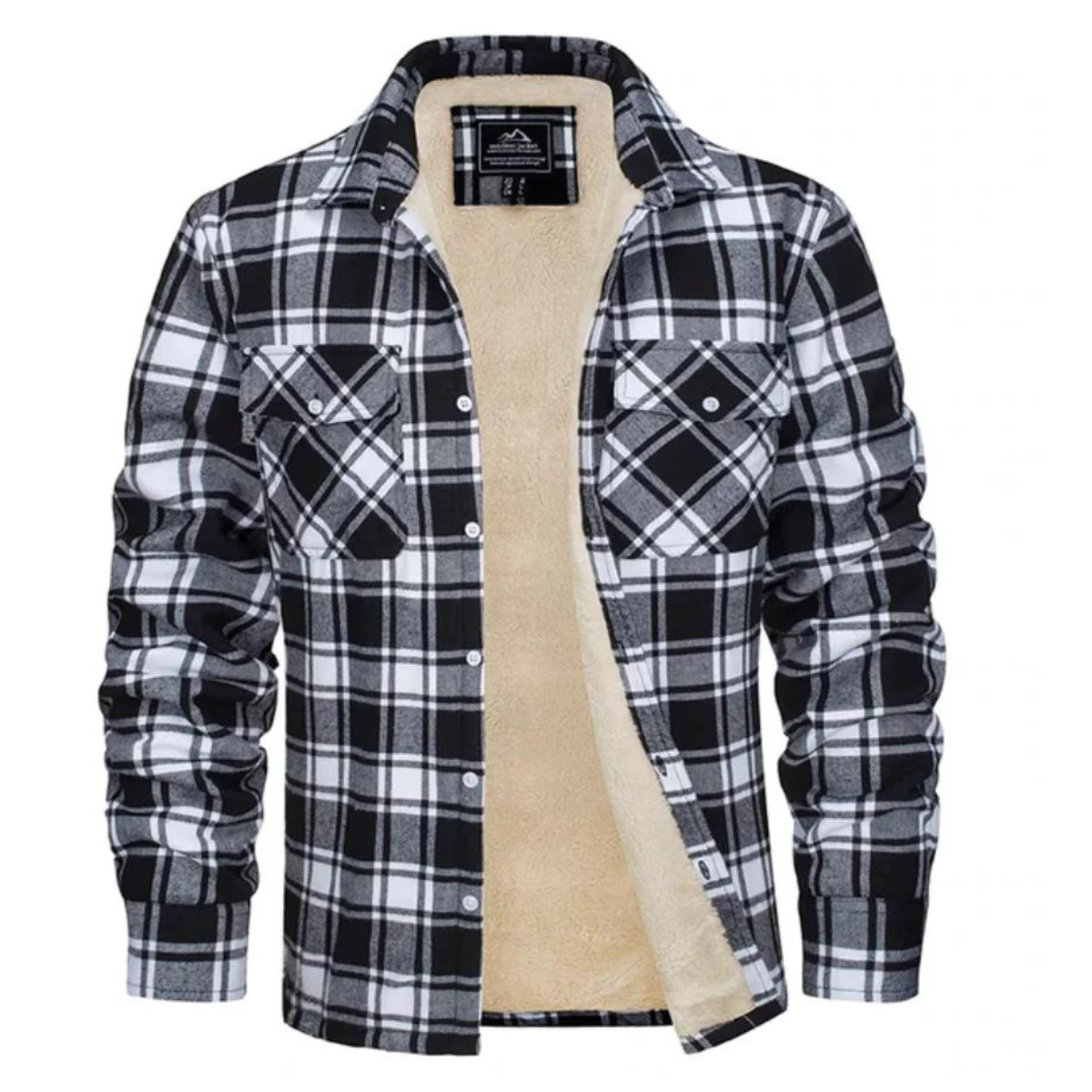 Men's - Sherpa-Lined Flannel Shirt Jacket - Durable Fabric