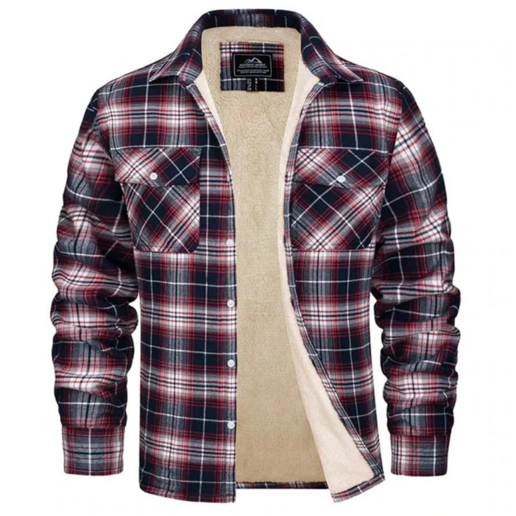 Men's - Sherpa-Lined Flannel Shirt Jacket - Durable Fabric