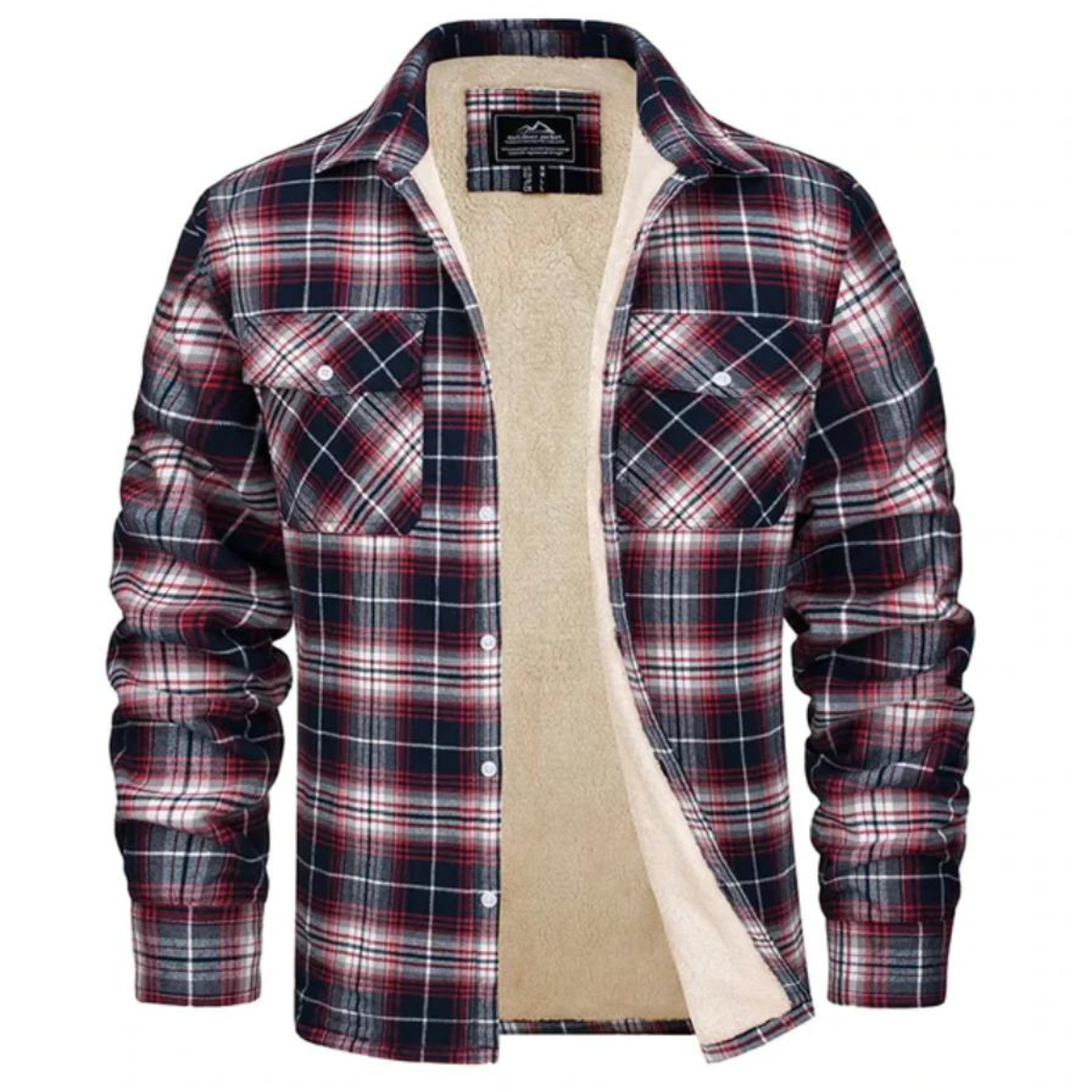 Men's - Sherpa-Lined Flannel Shirt Jacket - Durable Fabric