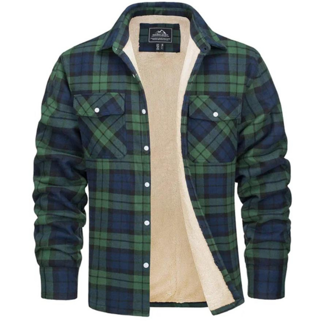 Men's - Sherpa-Lined Flannel Shirt Jacket - Durable Fabric