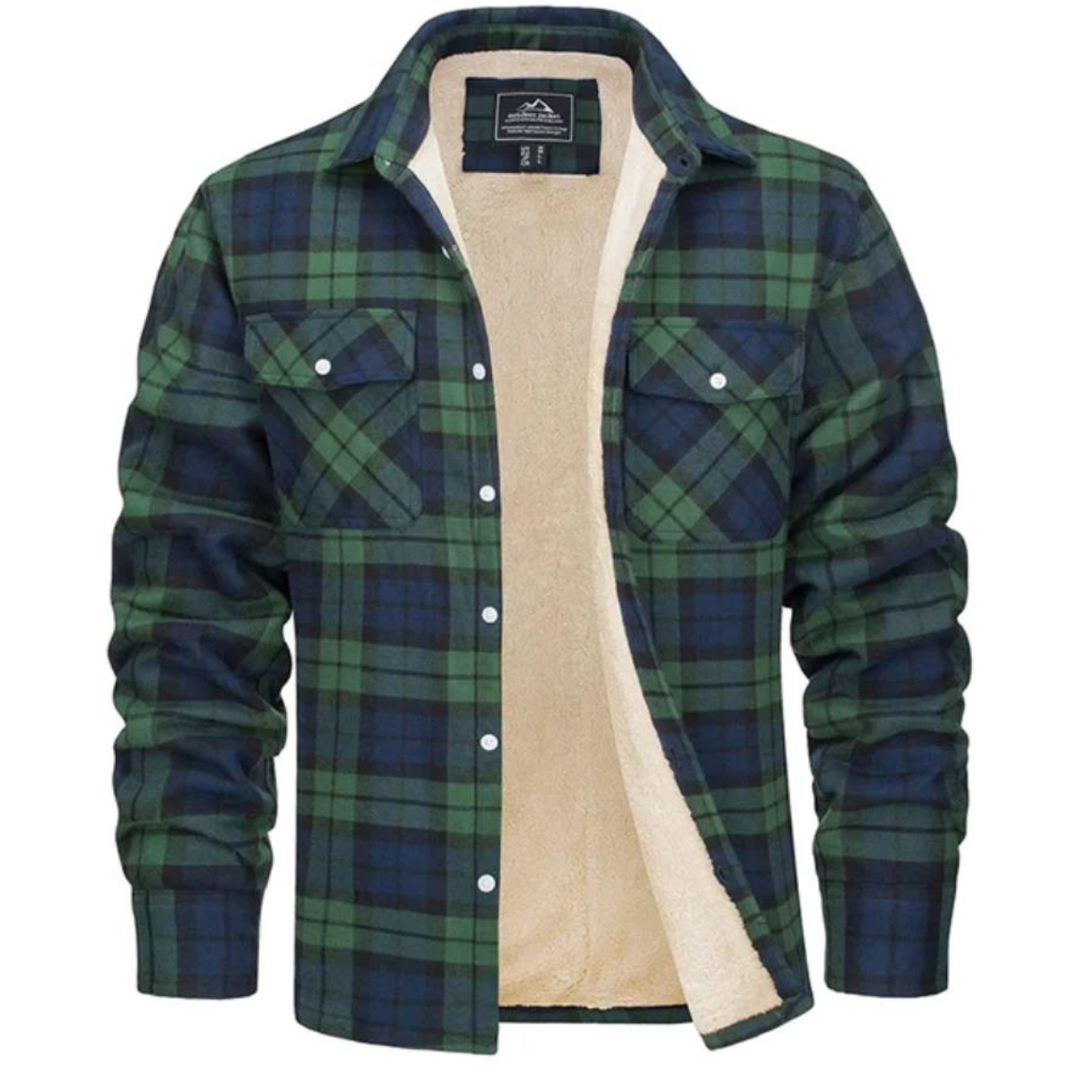 Men's - Sherpa-Lined Flannel Shirt Jacket - Durable Fabric