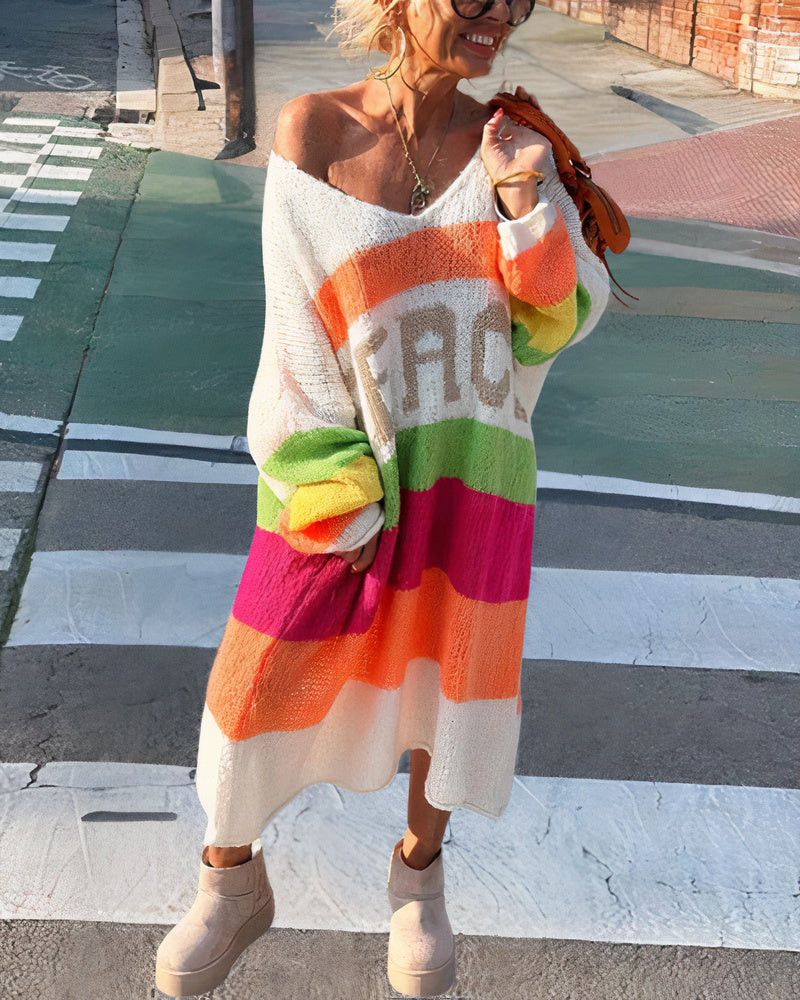 Peaceful rainbow knitted sweater