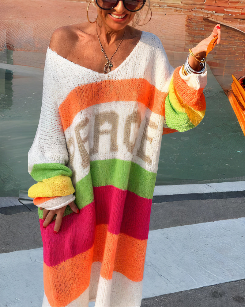 Retha - Peacefully knitted rainbow jumper