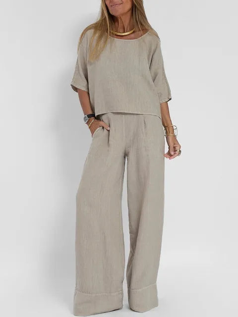 Chic two-piece set made of cotton and hemp