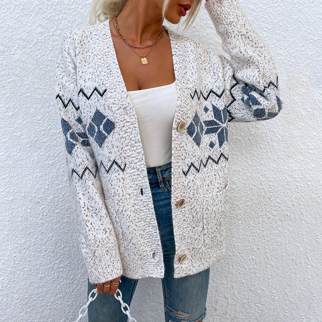 Women's - Knitted Button Cardigan - Autumn Style