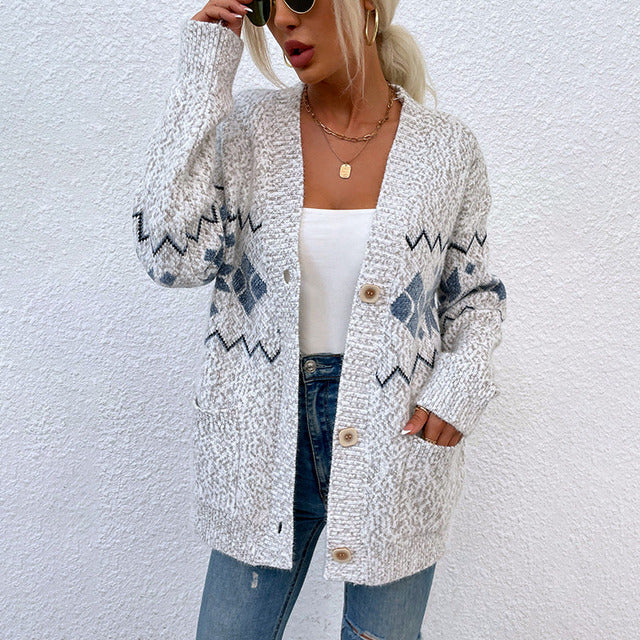 Women's - Knitted Button Cardigan - Autumn Style