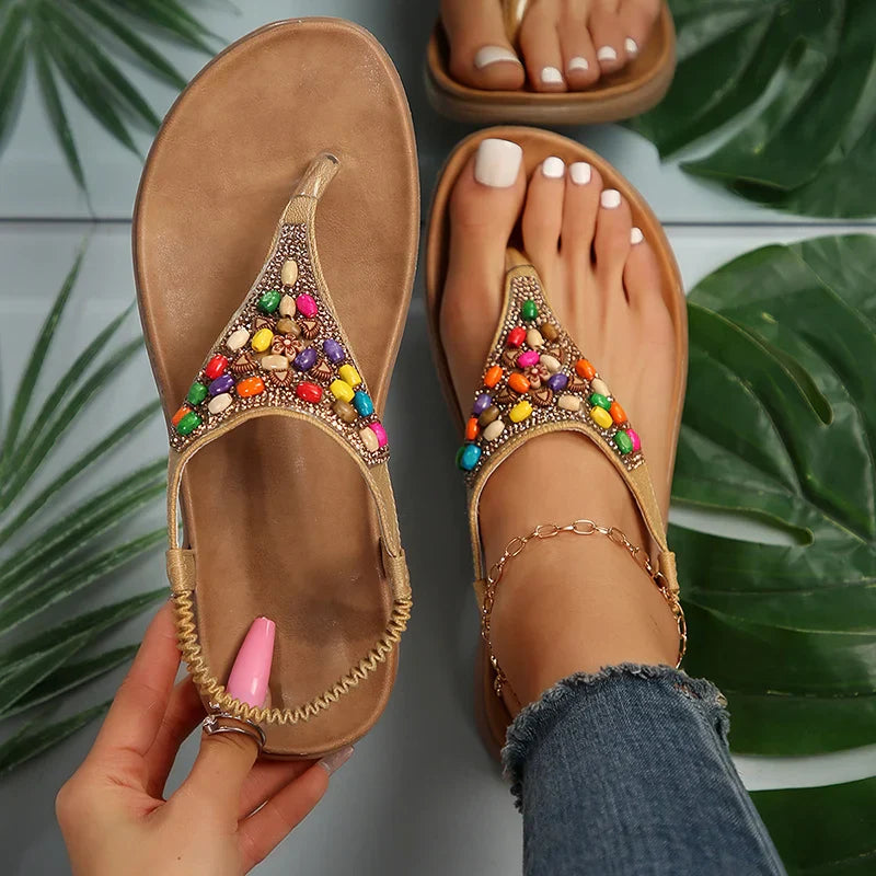 Retro bohemian flat heel sandals