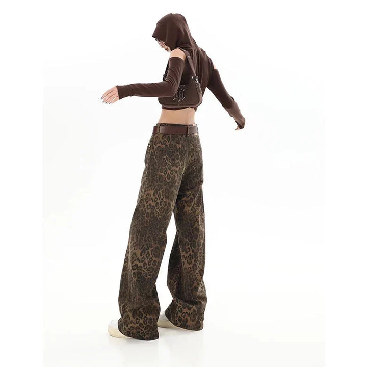 Retro leopard pattern trousers