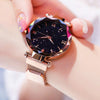 Ladies Fashion Starry Sky Watches Magnetic Buckle Mesh Bracelet Diamond Quartz Watch Ladies Dress Watch