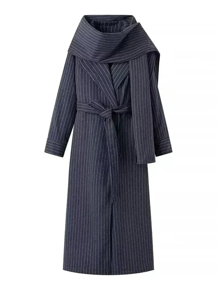 Vintage striped trench coat for women