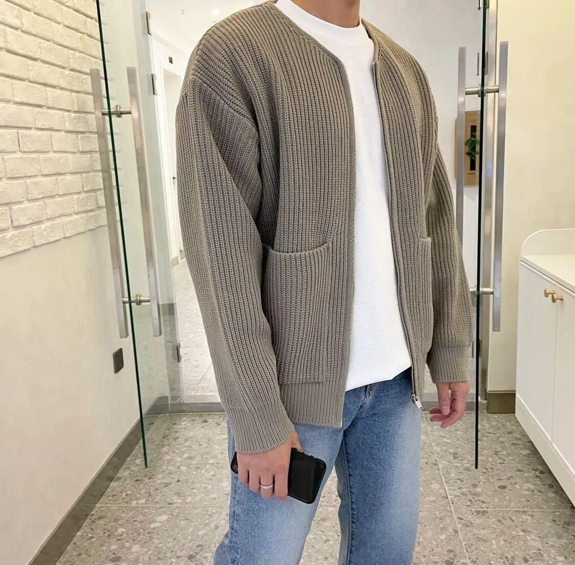 Men's - Zipper Cardigan - Cosy Knit Style - Perfect for Layering