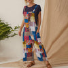 Vintage print wide leg jumpsuit