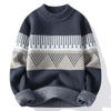 Men's - Geometric Pattern Crew Neck Sweater - Warm, Stylish, and Comfortable - Perfect for Fall Fashion